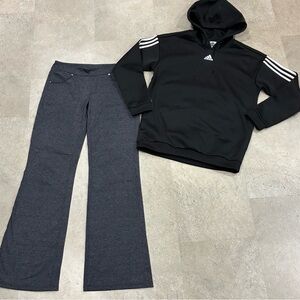 Womens ATHLETA/ADIDAS Hoodie Sweatshirt & Pants, sz Small